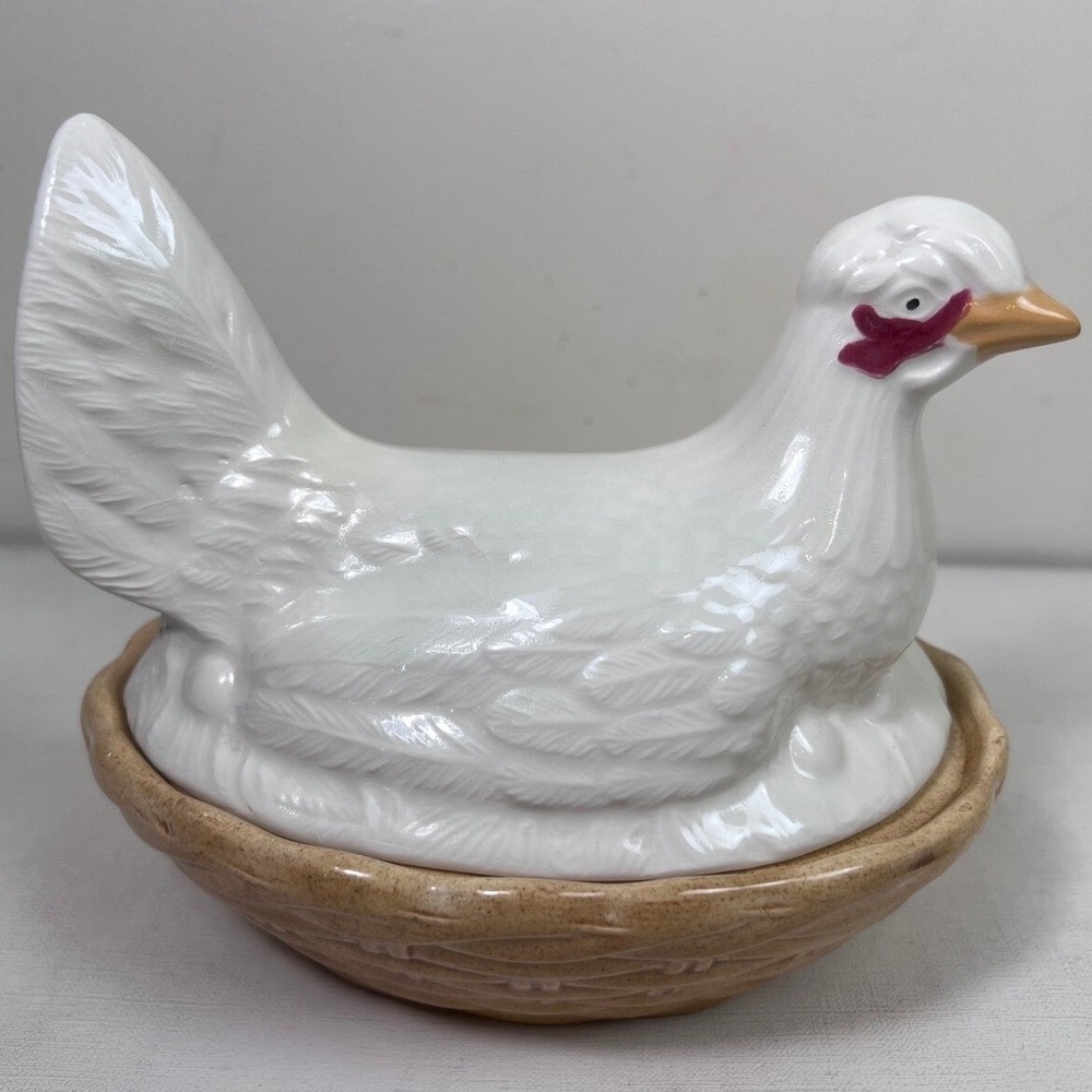 Hen‎ on Nest Egg Box Tureen Antique Staffordshire Chicken 19th Century Rare - Picture 2 of 16